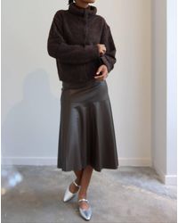 ALL ROW - Asymmetrical Vegan Leather Midi Skirt - Lyst