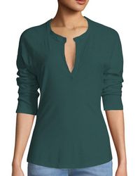 James Perse - Split Neck Raglan Sleeve T-shirt - Lyst