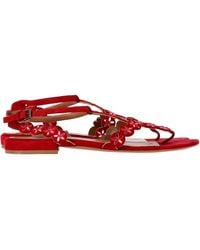 Alaïa - Flower Lasercut Ankle Strap Flat Sandals - Lyst