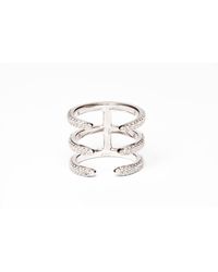 Avenue Chic - Three Line Cz Cuff Ring - Lyst