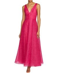 ML Monique Lhuillier - Pleated Tea Length Midi Dress - Lyst
