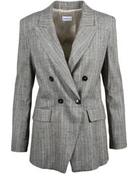 Marella - Tailored Double-Breasted Jacket With Checkered Pattern - Lyst