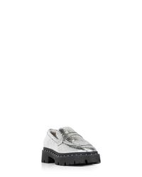 SCHUTZ SHOES - Christie Studs Crackled Leather Loafer - Lyst