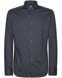 Xacus - Long-Sleeve Button-Up Shirt With Geometric Pattern And Classic Collar - Lyst