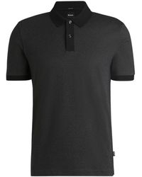 BOSS - Mercerized-Cotton Polo Shirt With Micro Pattern - Lyst