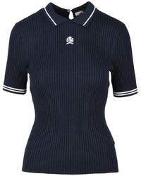 Tommy Hilfiger - Ribbed Knit Cotton Viscose Polyamide Silk Top - Lyst