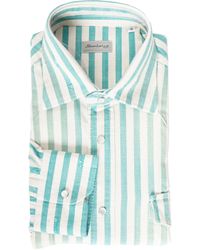 Sartorio Napoli - Jumbo Pinstripe Denim Snap Button Cotton Overshirt - Lyst