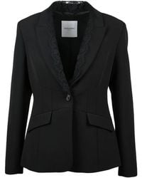 ERMANNO FIRENZE - Tailored Fitted Jacket With Lace-Trimmed Lapel And Elegant Detailing - Lyst