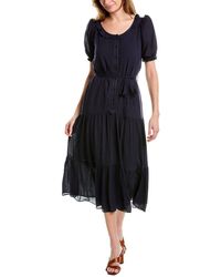 Max Studio Womens Long Dress with Bell Sleeve and Ties