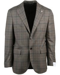 Luigi Bianchi - Rounded Wool Jacket With Plaid Pattern And Tailored Fit - Lyst