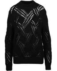 Jil Sander - Virgin Wool Cable Knit Sweater With Textured Openwork Details - Lyst