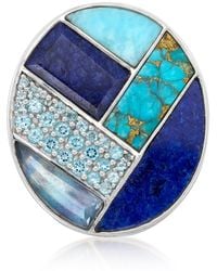 Ross-Simons - Tonal Multi-Gemstone Inlay Ring With Sapphire And Swiss Topaz - Lyst