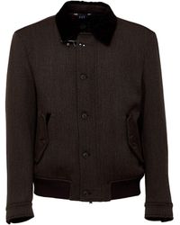 Fay - Driving Double Wool Twill Corduroy Collar Bomber Jacket - Lyst