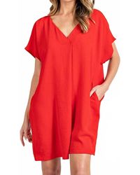 Eesome - Short Sleeve V-Neck Dress With Pockets - Lyst