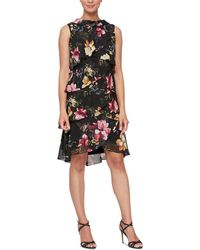 SLNY - Floral Knee-length Fit & Flare Dress - Lyst