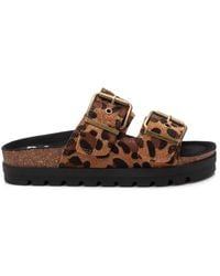 Xti - Textured Platform Sliders Sandals - Lyst