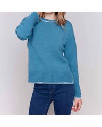 Charlie b - Crew-Neck Blanket Stitch Sweater - Lyst