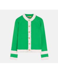 Vilagallo - Collarless Jacket With Fringe Trim - Lyst