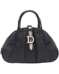 Dior - Vintage Galliano Saddle Bowler Nylon Gold D Logo Top Handle Tote Bag - Lyst