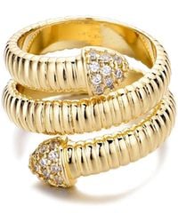 Adornia - 14K Plated Coil Wrap Cz Ring - Lyst