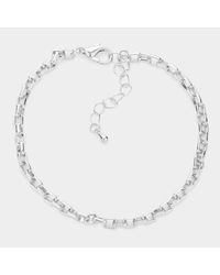 Fashnzfab - Open Metal Rectangle Link Bracelet Rhodium - Lyst