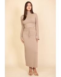 TRUEDAMES - Fashnzfab Mock Neck Bell Sleeve Crop Top & Maxi Skirt Set - Lyst
