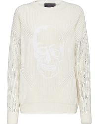 Philipp Plein - Cashmere 5 Pullover Round Neck Ls Crystal Skull - Lyst