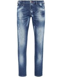 Philipp Plein - Denim Trousers Super Straight Cut Destroyed - Lyst