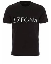 Zegna - Men Large Front Logo Short Sleeve Crew Neck Cotton T-shirt - Lyst