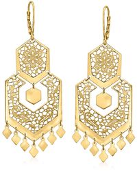 Ross-Simons - Italian 14kt Gold Openwork Floral Lace Chandelier Earrings - Lyst