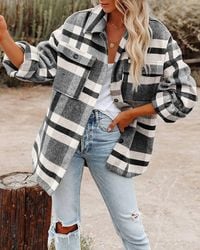 Lovesoft - Plaid Button Flannel Shirt Jacket - Lyst