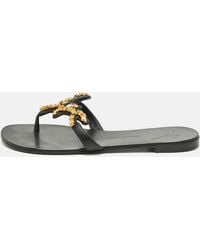 Giuseppe Zanotti - Leather Rock Thong Flat Sandals - Lyst