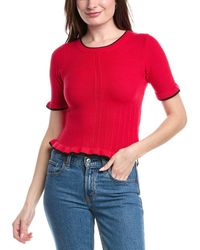 525 America - Mixed Stitch Ruffle Pullover - Lyst