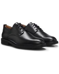 HUGO - Leather Derby Shoes With Brogue Details - Lyst