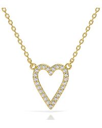 Pompeii3 - 1/5ct Diamond Heart Pendant 14k Gold 18" Necklace Lab Grown 1/2" - Lyst