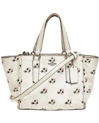 COACH - Cream Floral Printed Leather Crosby Tote - Lyst