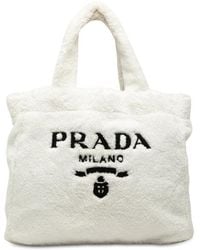 Prada - Triangle Logo Plate Tote - Lyst