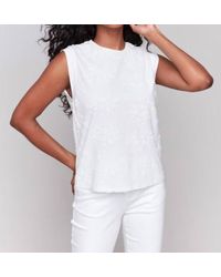 Charlie b - Floral Embroidered Sleeveless Cotton Top - Lyst
