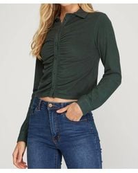 She + Sky - Long Cuff Sleeve Brushed Stretch Knit Top - Lyst