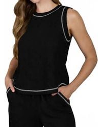 Blu Pepper - Back Button Detail Sleeveless Ribbed Knit Top - Lyst