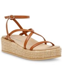 Anne Klein - Verano Faux Leather Ankle Strap Wedge Sandals - Lyst