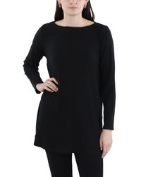 Eileen Fisher - Bateau Neck Long Sleeve Tunic Top - Lyst