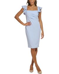 Calvin Klein - Sheath Square Neck Cocktail And Party Dress - Lyst