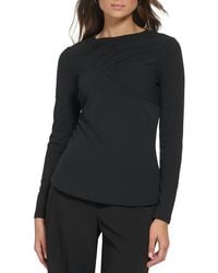 DKNY - Gathered Crewneck Pullover Top - Lyst