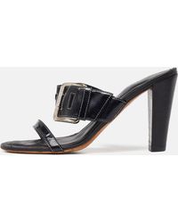 Tod's - Patent Leather Buckle Detail Open Toe Sandals - Lyst