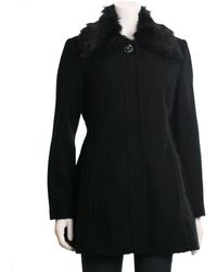 Jessica Simpson - Faux Fur Collar Walker Coat - Lyst
