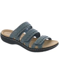 Clarks - Laurieann Cove Leather Slip On Slide Sandals - Lyst