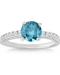 Pompeii3 - 1 1/2ct Blue & Diamond Engagement Ring 14k Gold Lab Grown - Lyst