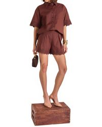 English Factory - Midnight Lace Linen Shirt And Shorts Set - Lyst