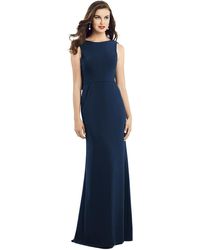 Dessy Collection - Draped Backless Crepe Dress With Pockets - Lyst